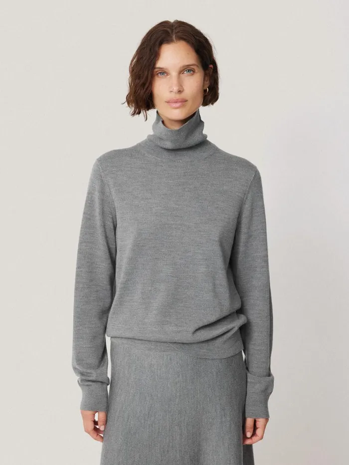 Jigsaw Lightweight Merino Polo Grey Women Knitwear and Cashmere