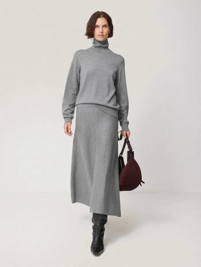 Jigsaw Lightweight Merino Polo Grey Women Knitwear and Cashmere