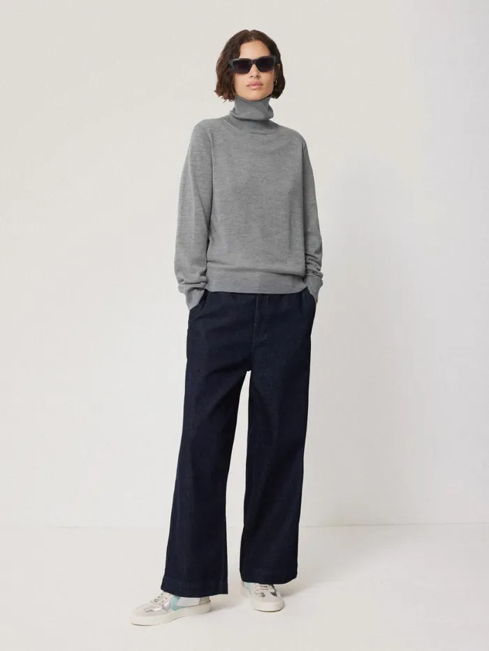 Jigsaw Lightweight Merino Polo Grey Women Knitwear and Cashmere