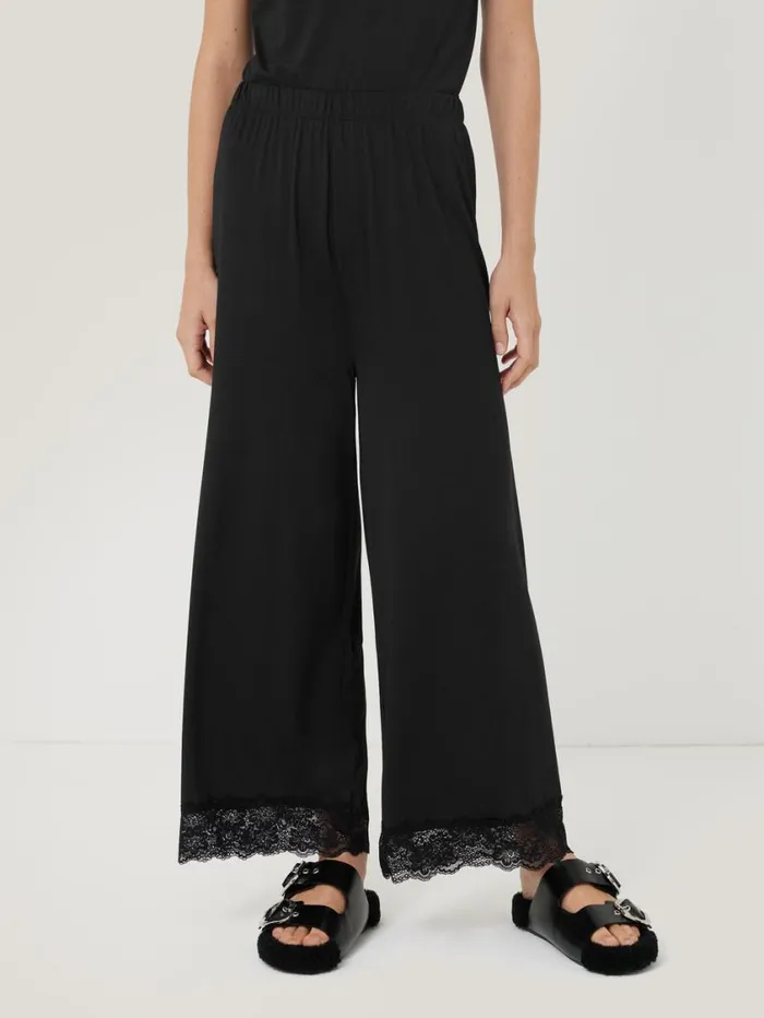 Jigsaw Modal Lace Pyjama Trouser Black Women Pyjamas and Loungewear