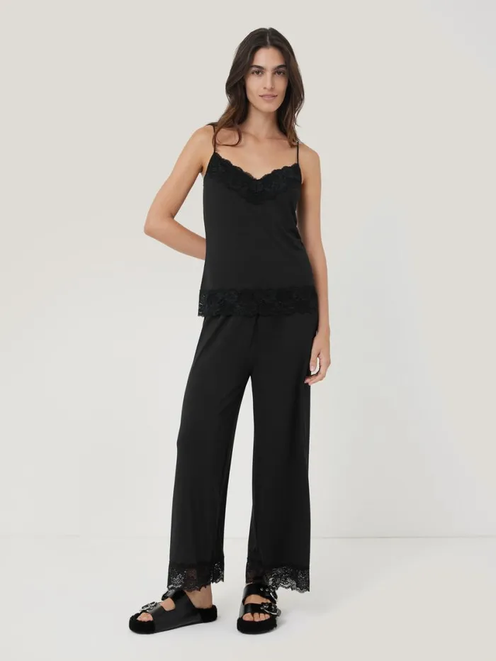 Jigsaw Modal Lace Pyjama Trouser Black Women Pyjamas and Loungewear
