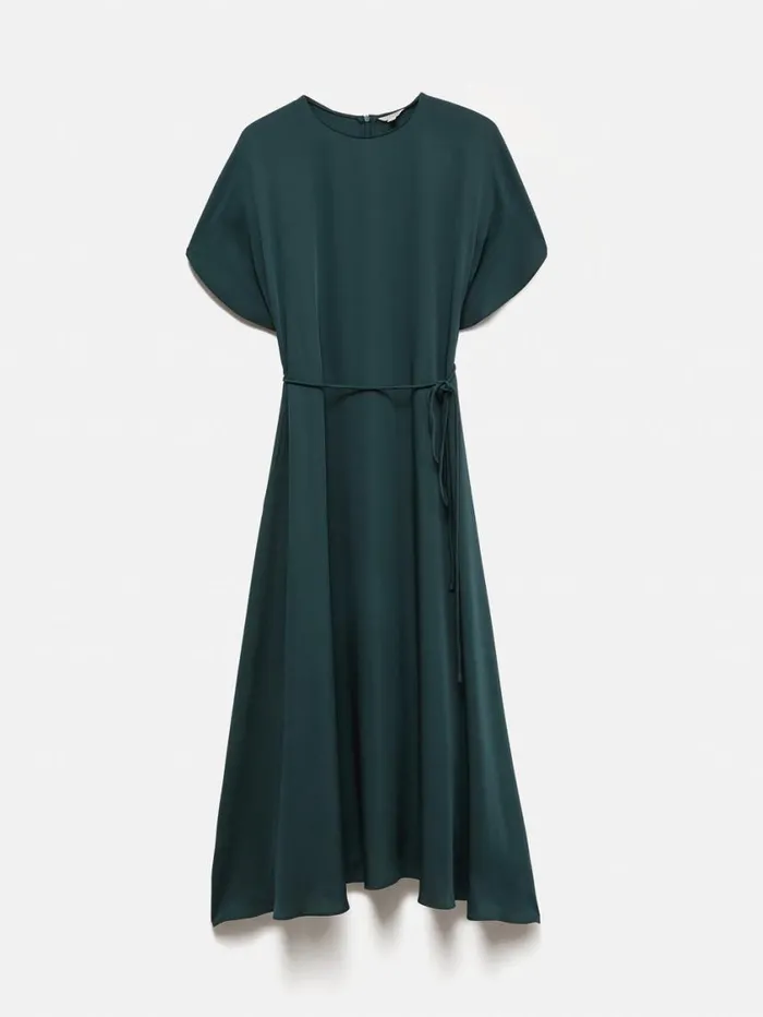 Jigsaw Pure Silk Drape Sleeve Dress Blue Women Party