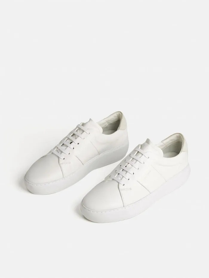 Jigsaw Riva Leather Platform Trainer White Women Flats