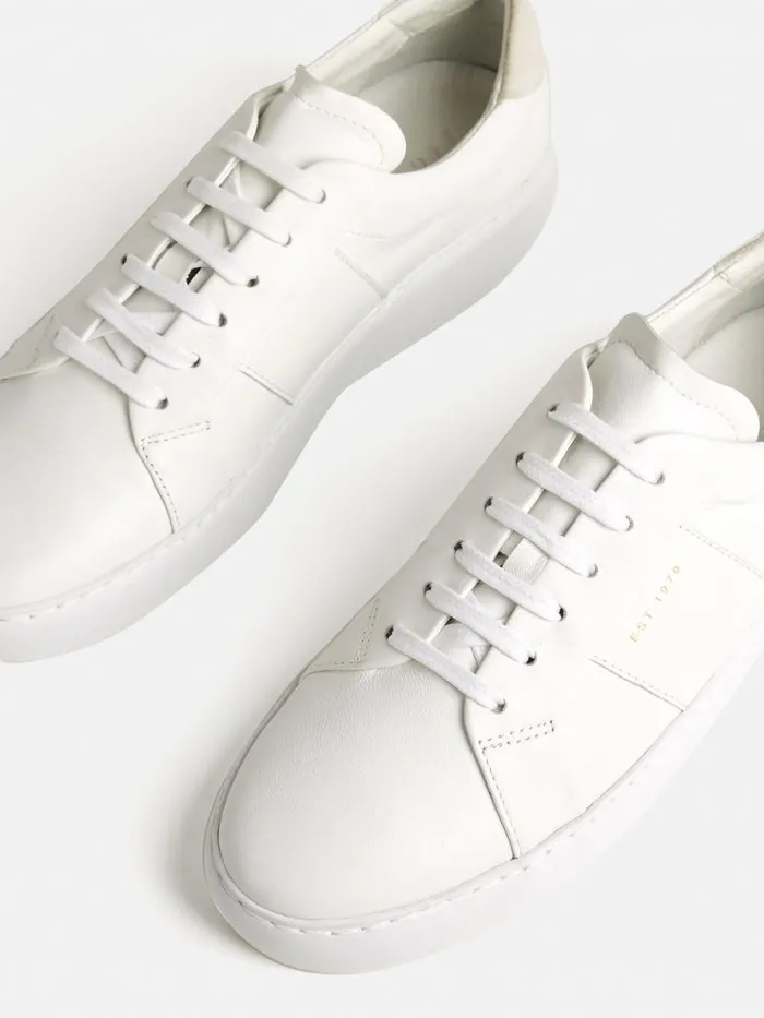 Jigsaw Riva Leather Platform Trainer White Women Flats