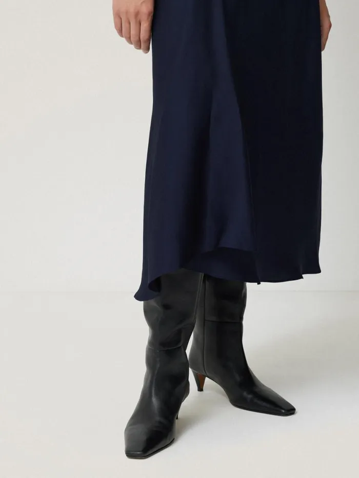 Jigsaw Satin Bias Asymmetric Skirt Navy Women Skirts