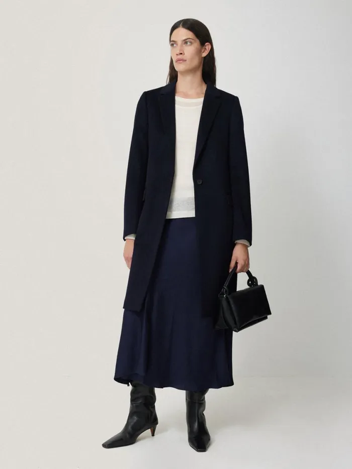 Jigsaw Satin Bias Asymmetric Skirt Navy Women Skirts