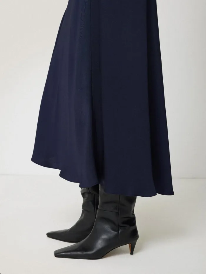 Jigsaw Satin Bias Asymmetric Skirt Navy Women Skirts
