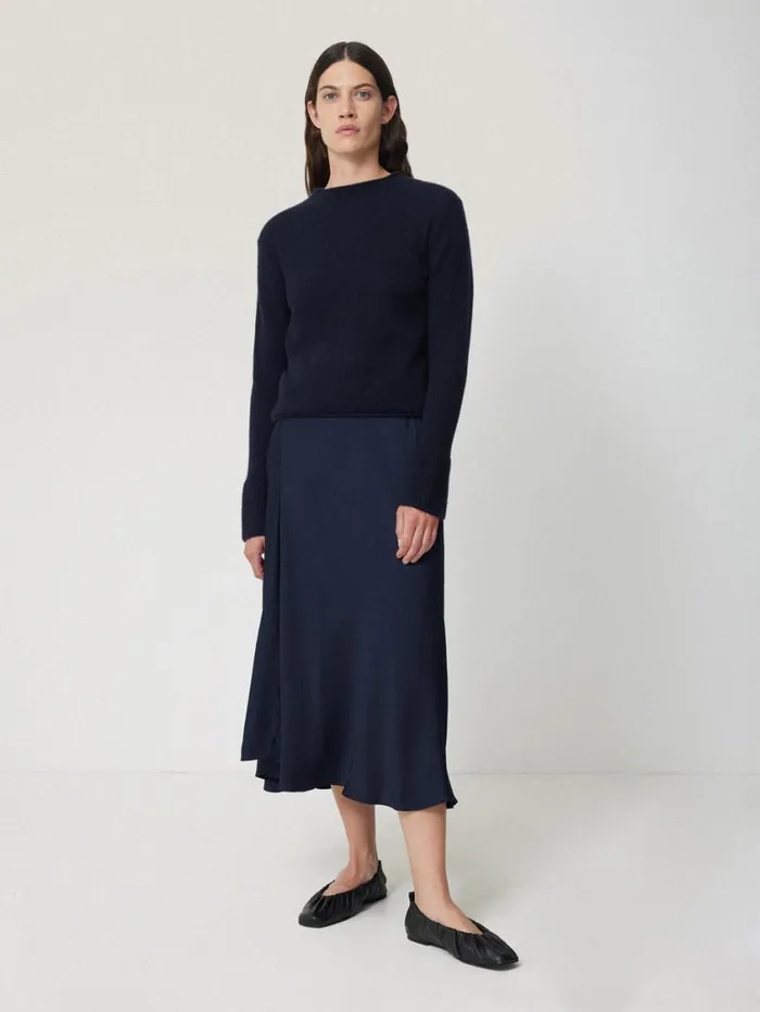 Jigsaw Satin Bias Asymmetric Skirt Navy Women Skirts