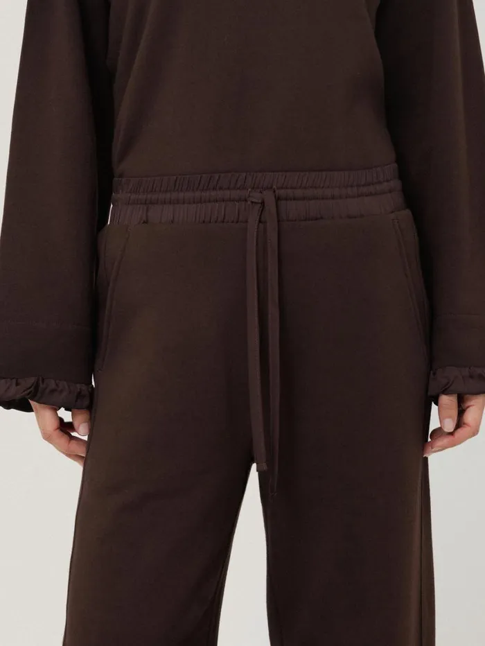 Jigsaw Satin Waistband Jersey Joggers Chocolate Women Trousers