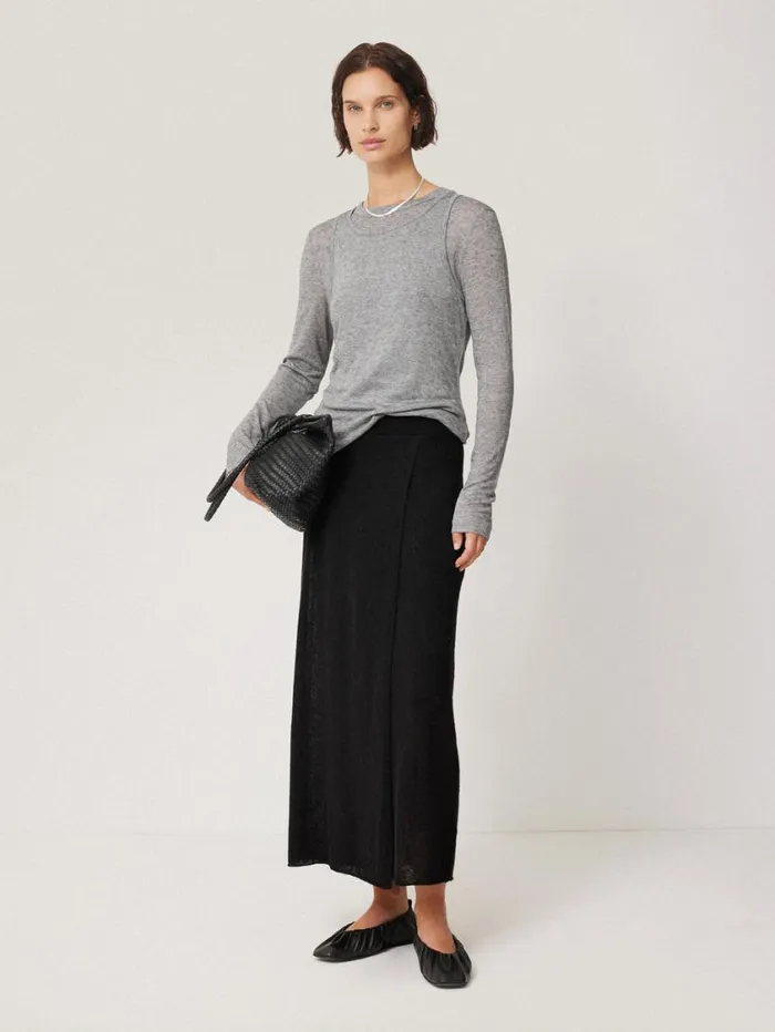 Jigsaw Soft Gauzy Knit Skirt Black Women Skirts