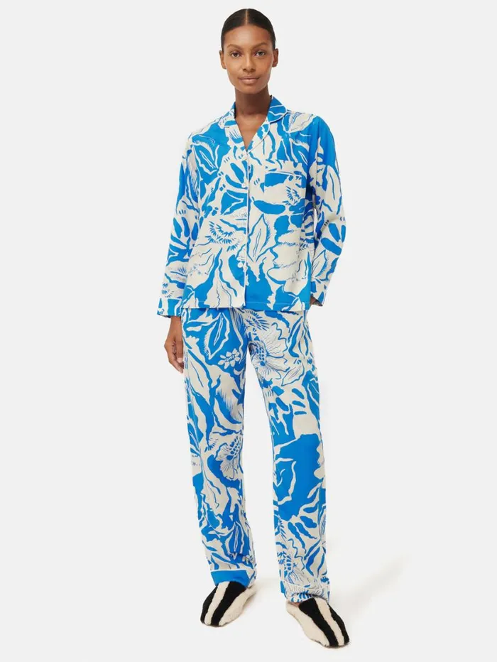 Jigsaw Strokes Floral Pyjama Blue Women Pyjamas and Loungewear