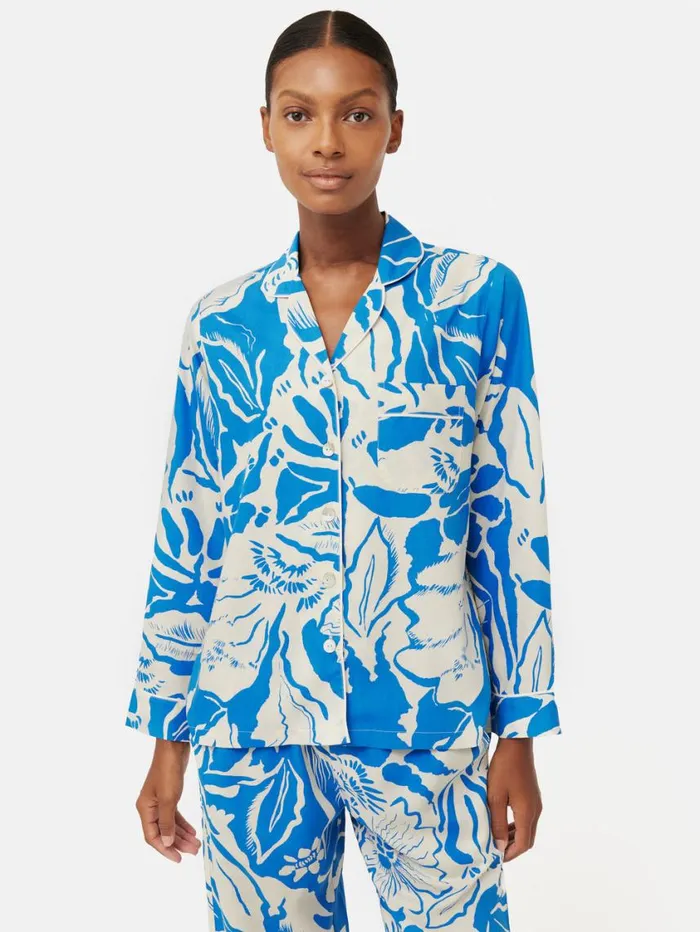 Jigsaw Strokes Floral Pyjama Blue Women Pyjamas and Loungewear