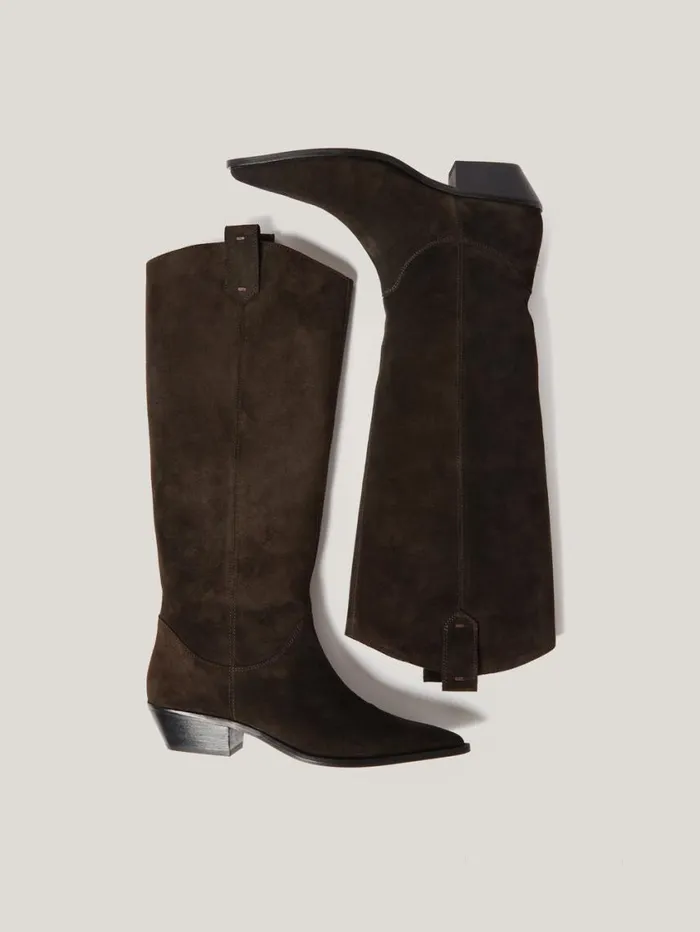 Jigsaw Suede Knee High Western Boot Chocolate Women Boots Jigsaw Suede Knee High Western Boot Chocolate Women Boots