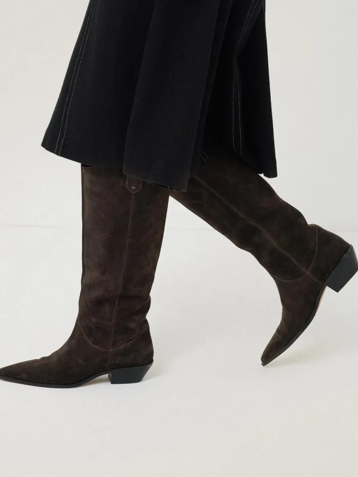 Jigsaw Suede Knee High Western Boot Chocolate Women Boots Jigsaw Suede Knee High Western Boot Chocolate Women Boots