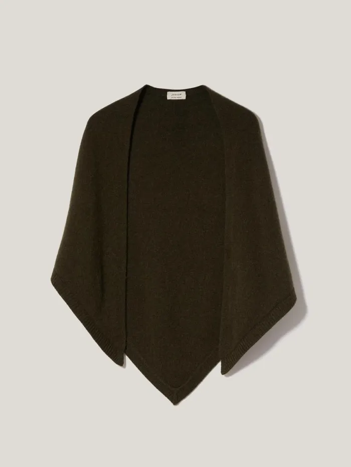 Jigsaw Triangle Knitted Scarf Dark Green Women Knitwear and Cashmere