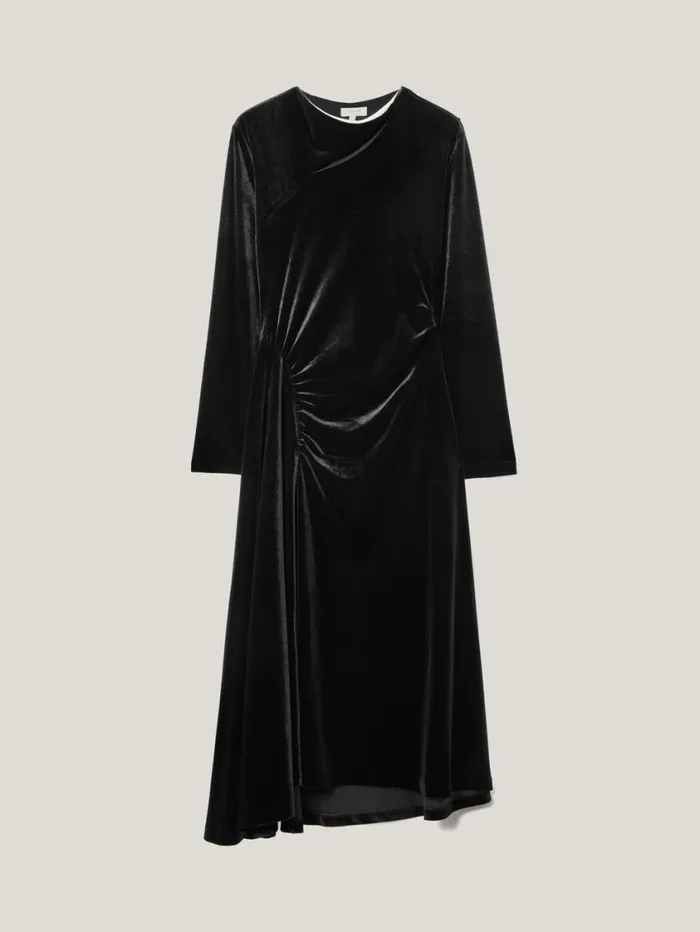 Jigsaw Velvet Ruched Dress Black Women Dresses and Jumpsuits