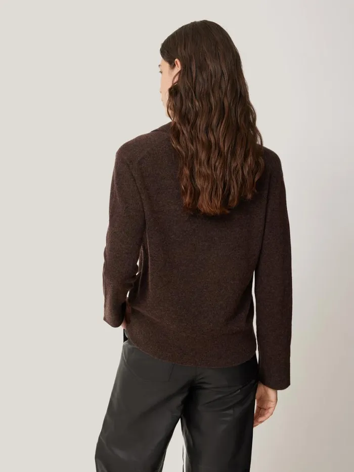 Jigsaw Wool Cashmere Blend Collar Jumper Brown Women Knitwear and Cashmere