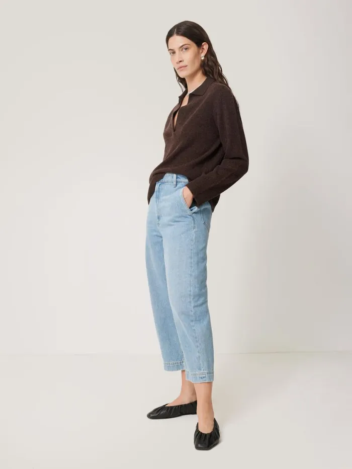 Jigsaw Wool Cashmere Blend Collar Jumper Brown Women Knitwear and Cashmere