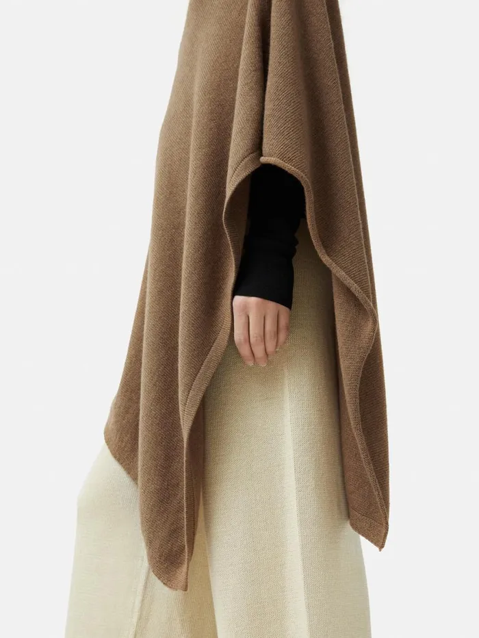Jigsaw Wool Cashmere Blend Drape Poncho Camel Women Knitwear and Cashmere