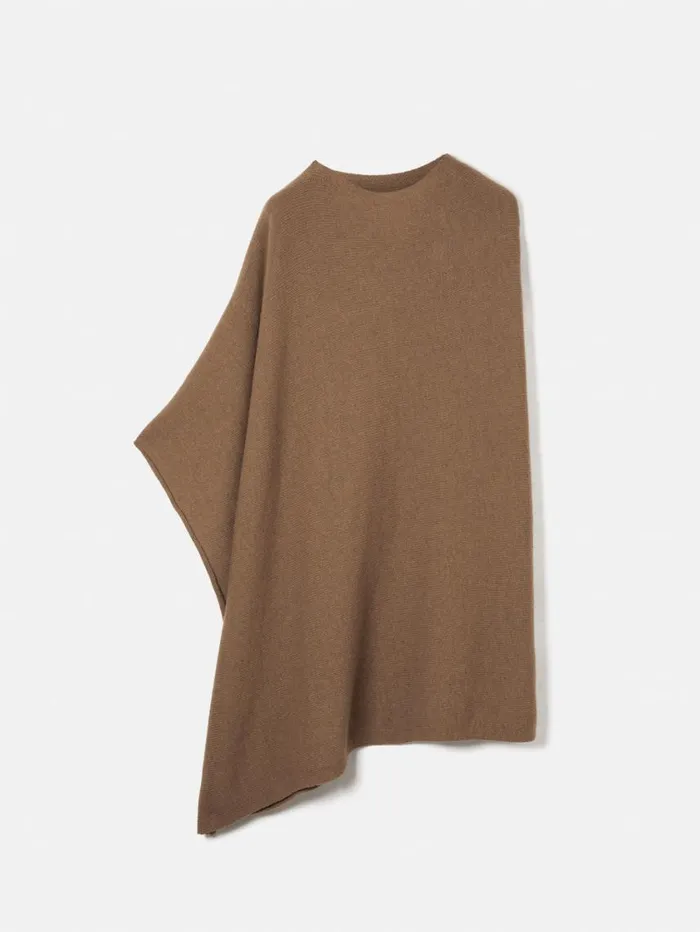 Jigsaw Wool Cashmere Blend Drape Poncho Camel Women Knitwear and Cashmere