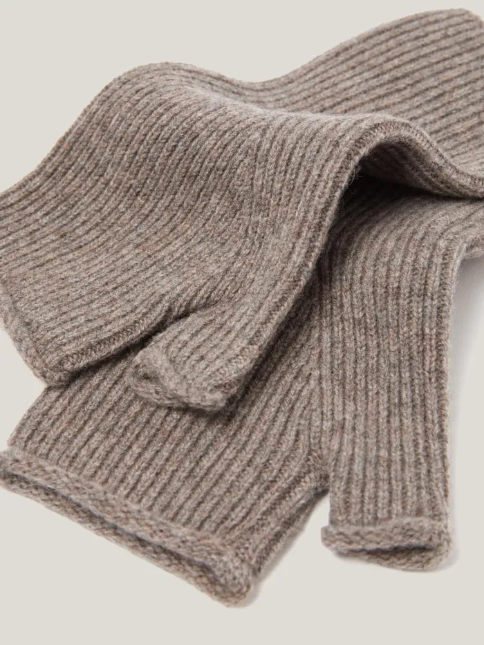 Jigsaw Wool Cashmere Blend Mittens Oatmeal Women Hats and Gloves
