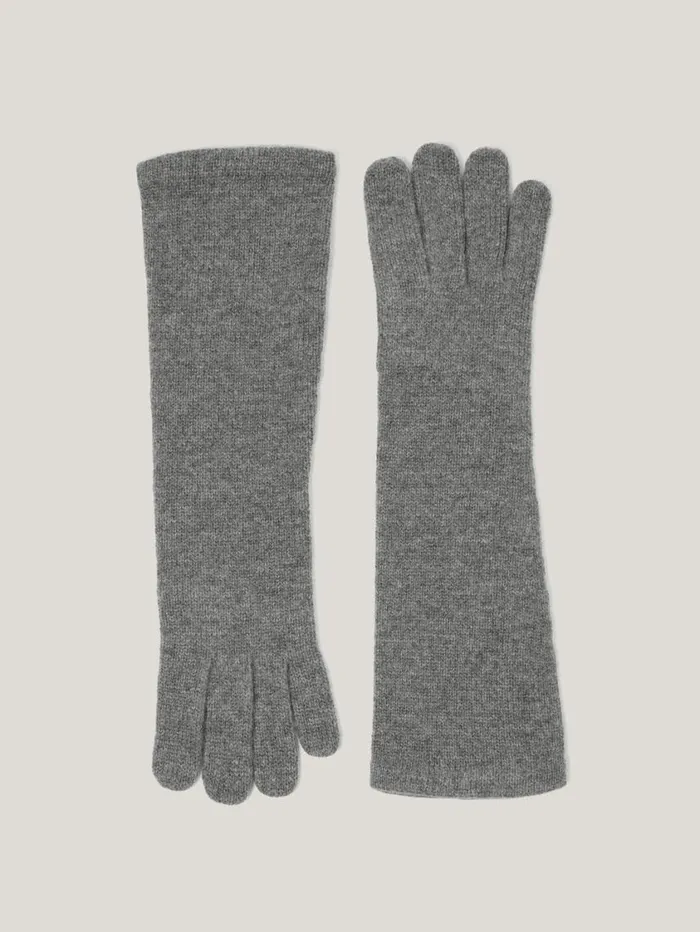 Jigsaw Wool Cashmere Long Gloves Grey Women Hats and Gloves