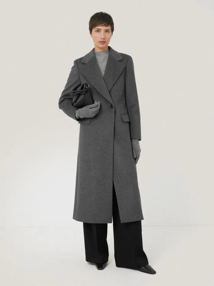 Jigsaw Wool Cashmere Long Gloves Grey Women Hats and Gloves