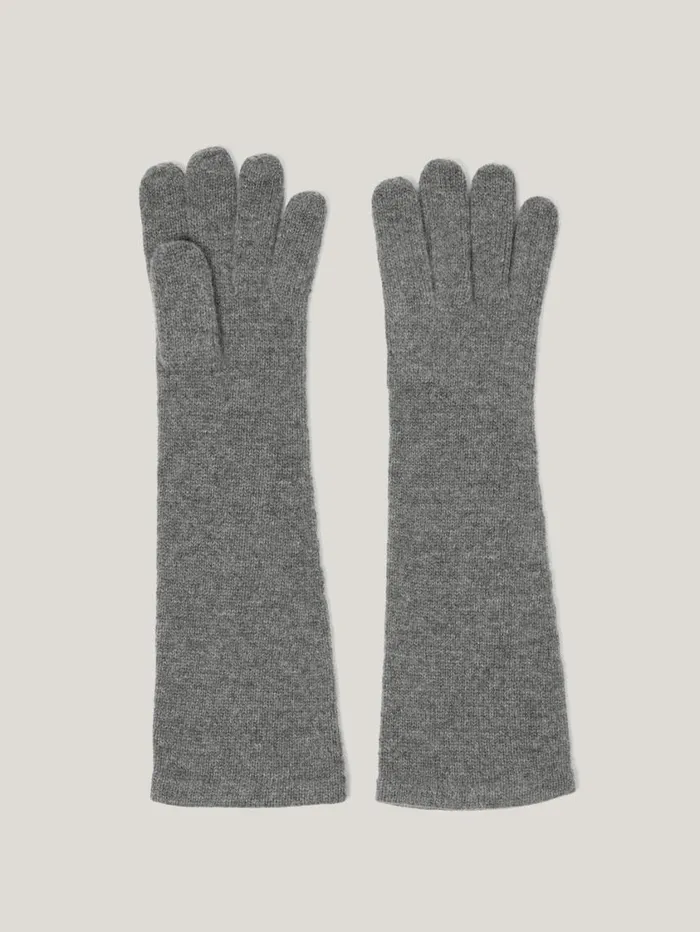 Jigsaw Wool Cashmere Long Gloves Grey Women Hats and Gloves