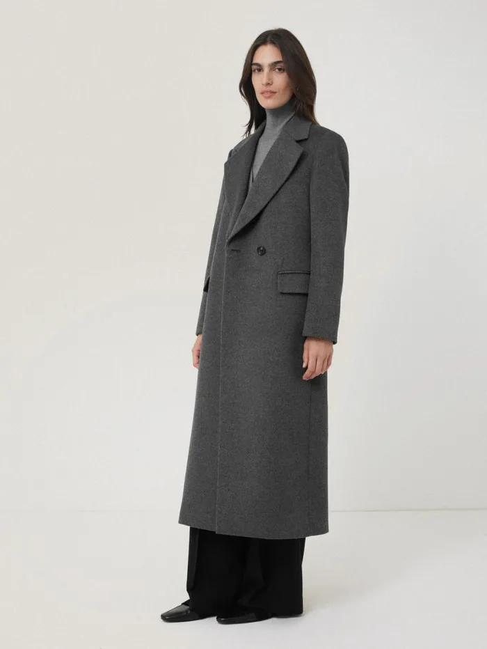 Jigsaw Wool Maxi City Coat Charcoal Women Coats and Jackets