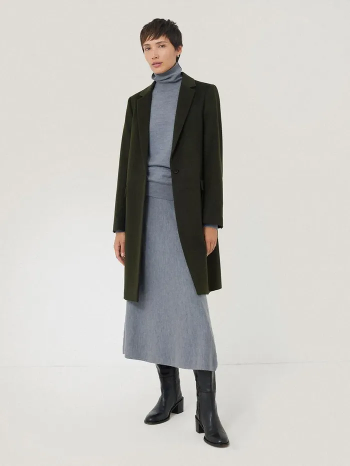 Jigsaw Wool Relaxed City Coat Green Women Coats and Jackets