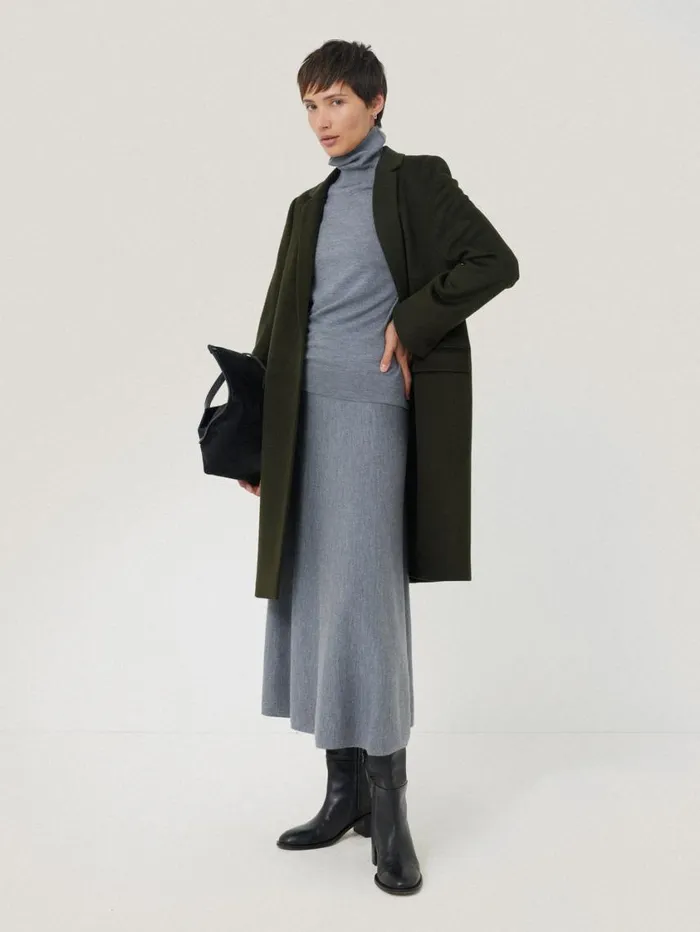 Jigsaw Wool Relaxed City Coat Green Women Coats and Jackets
