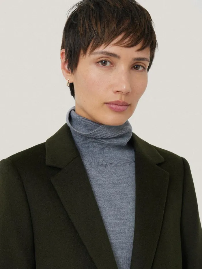 Jigsaw Wool Relaxed City Coat Green Women Coats and Jackets