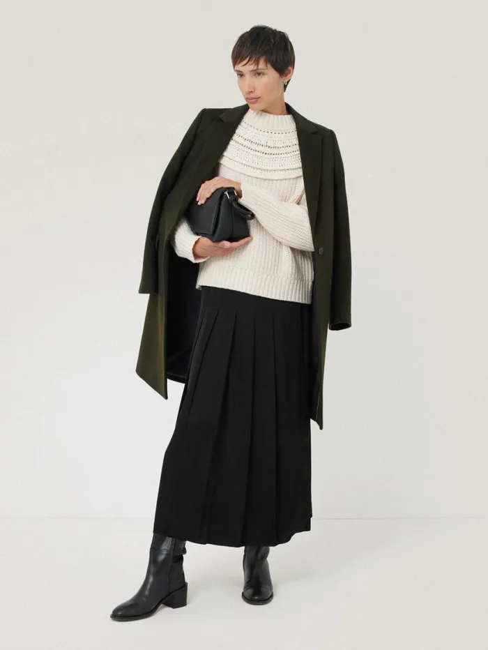 Jigsaw Wool Relaxed City Coat Green Women Coats and Jackets