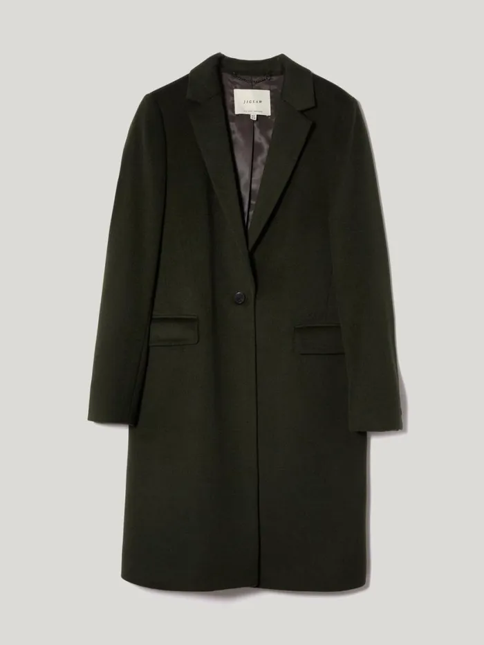 Jigsaw Wool Relaxed City Coat Green Women Coats and Jackets