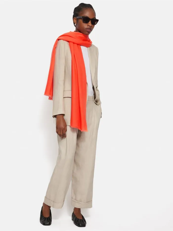 Jigsaw Wool Silk Pashmina Orange Women Knitwear and Cashmere