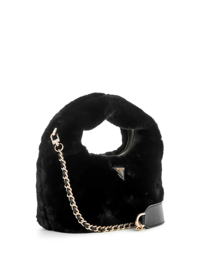 Katine FauxFur Shoulder Bag Black Women Handbags GUESS Katine FauxFur Shoulder Bag Black Women Handbags GUESS