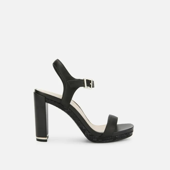 Kenneth Cole Andra Heeled Leather Sandal Black Women Heels