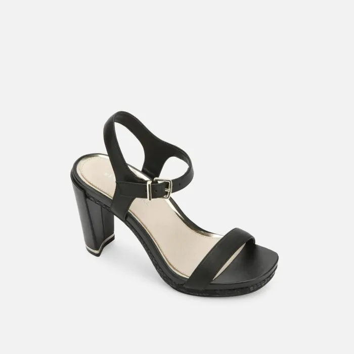 Kenneth Cole Andra Heeled Leather Sandal Black Women Heels