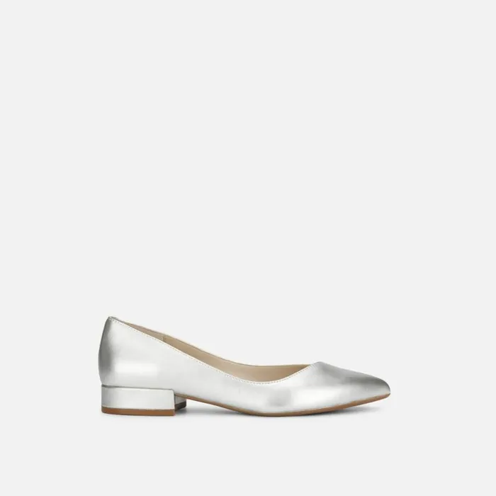 Kenneth Cole Camelia Metallic Leather Ballet Flat Platinum Women Flats