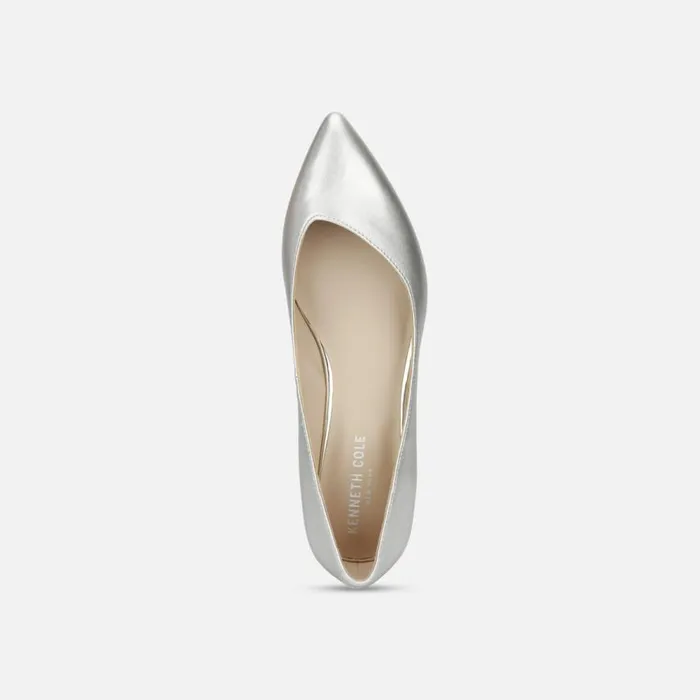 Kenneth Cole Camelia Metallic Leather Ballet Flat Platinum Women Flats