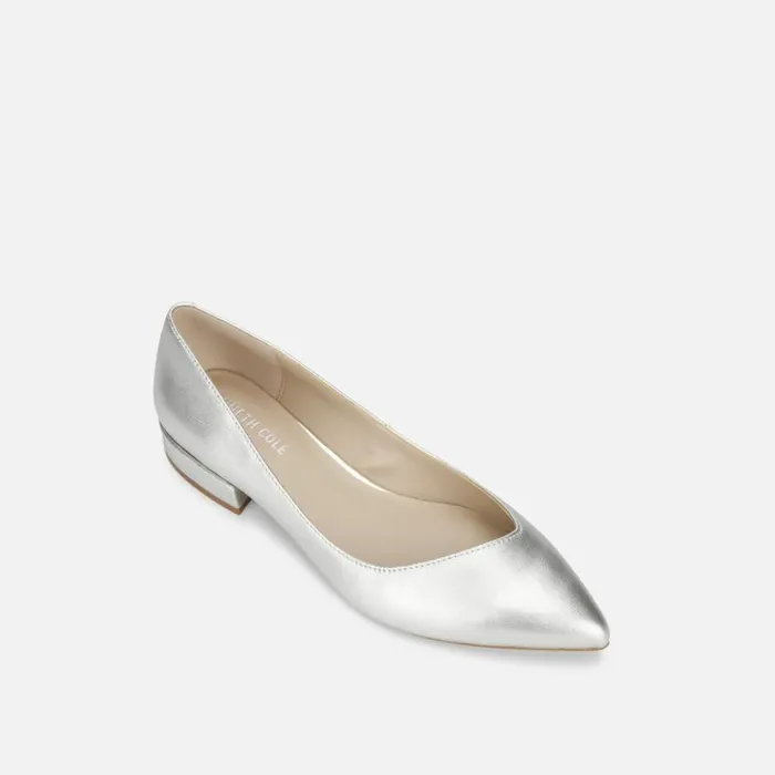 Kenneth Cole Camelia Metallic Leather Ballet Flat Platinum Women Flats