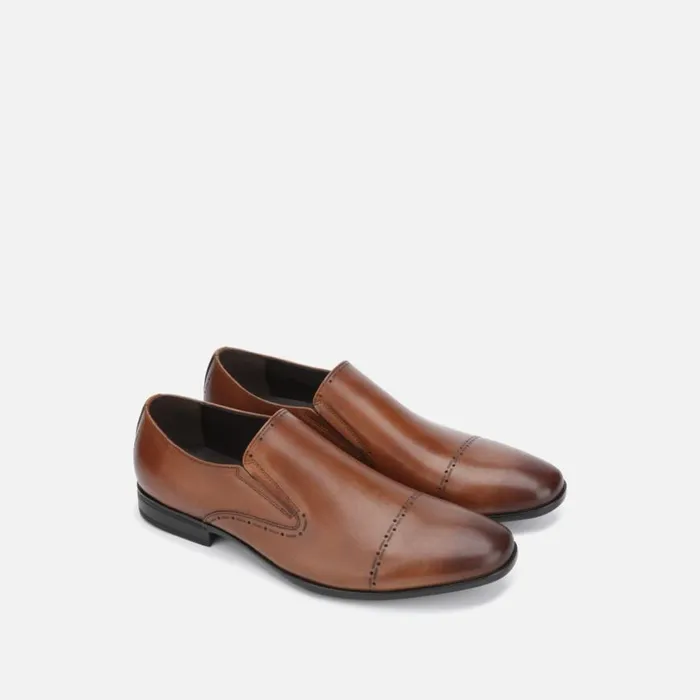 Kenneth Cole Eddy Loafer With Brogue Cap Toe Cognac Men Loafers