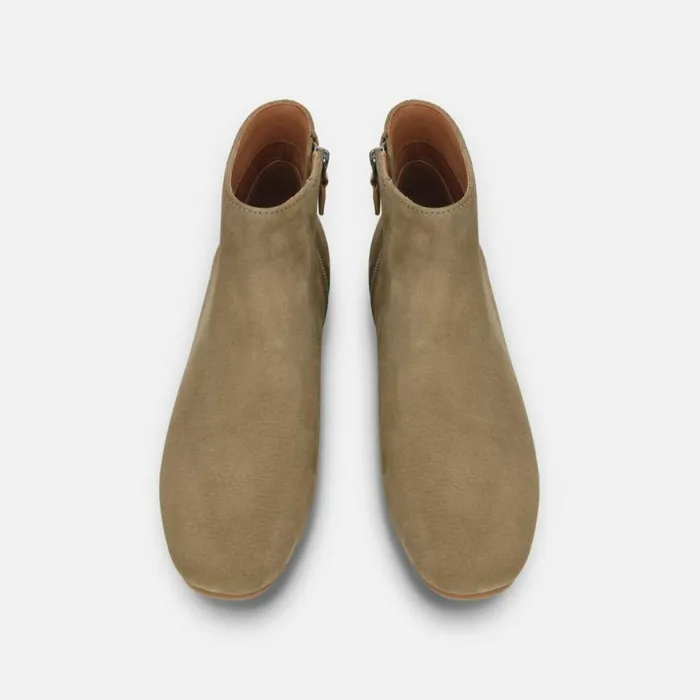 Kenneth Cole Ella Suede Block Heel Bootie Taupe Women Boots Booties