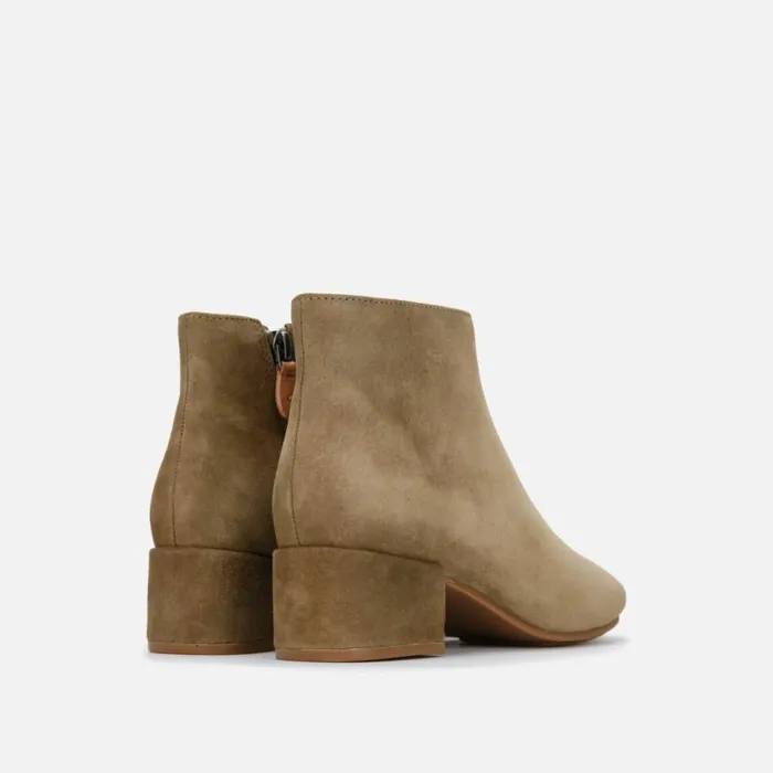 Kenneth Cole Ella Suede Block Heel Bootie Taupe Women Boots Booties