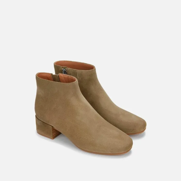 Kenneth Cole Ella Suede Block Heel Bootie Taupe Women Boots Booties