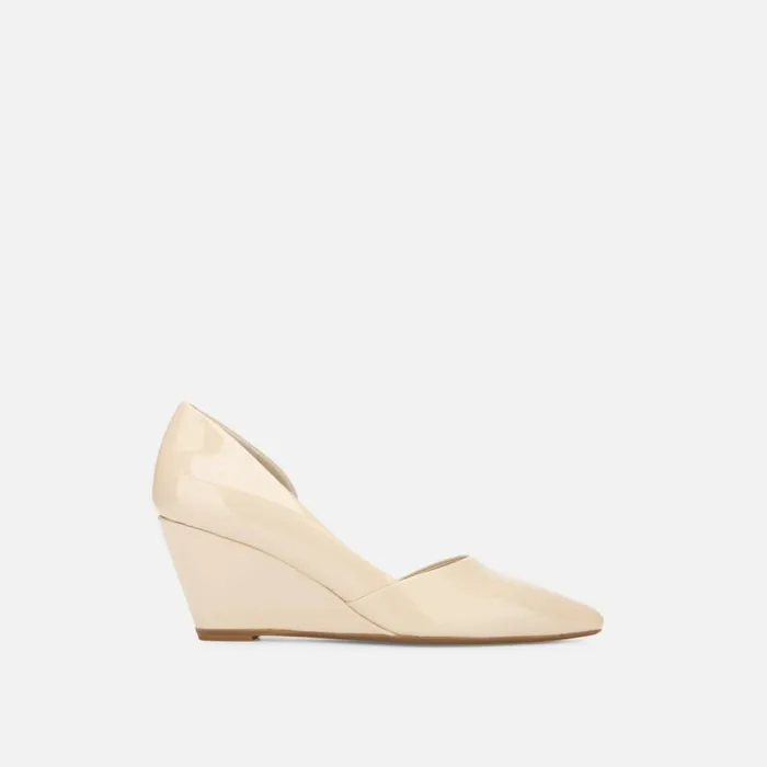 Kenneth Cole Ellis Patent Leather Wedge Pump Nude Women Heels