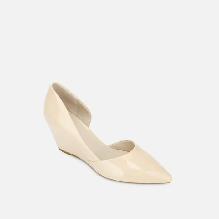 Kenneth Cole Ellis Patent Leather Wedge Pump Nude Women Heels