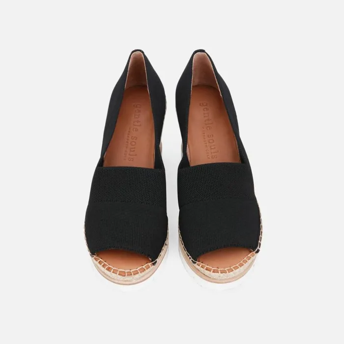 Kenneth Cole Elyssa Sporty ALine Espadrille Wedge Black Women Gentle Souls