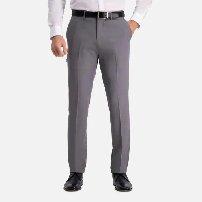 Kenneth Cole Heather Gab Slim Fit Flex Waistband Flat Front Dress Pant Htr Grey Men Bottoms