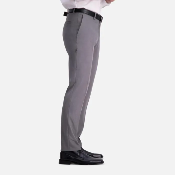 Kenneth Cole Heather Gab Slim Fit Flex Waistband Flat Front Dress Pant Htr Grey Men Bottoms